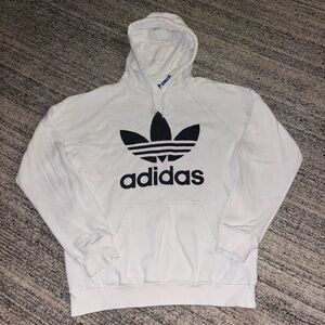 Adidas Men's White and Black Logo Hoodie